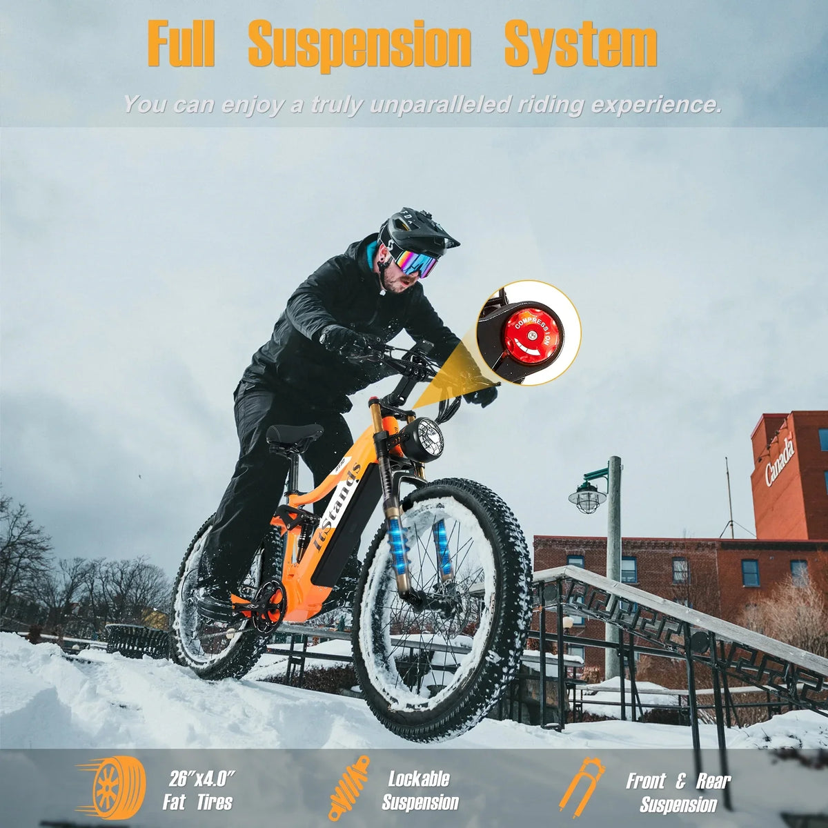 Electric Bike for Adults 26'', 1000W E - Mountain Bike 48V 30/20ah UL2849 Removable Battery, Fat Tire Ebike up to