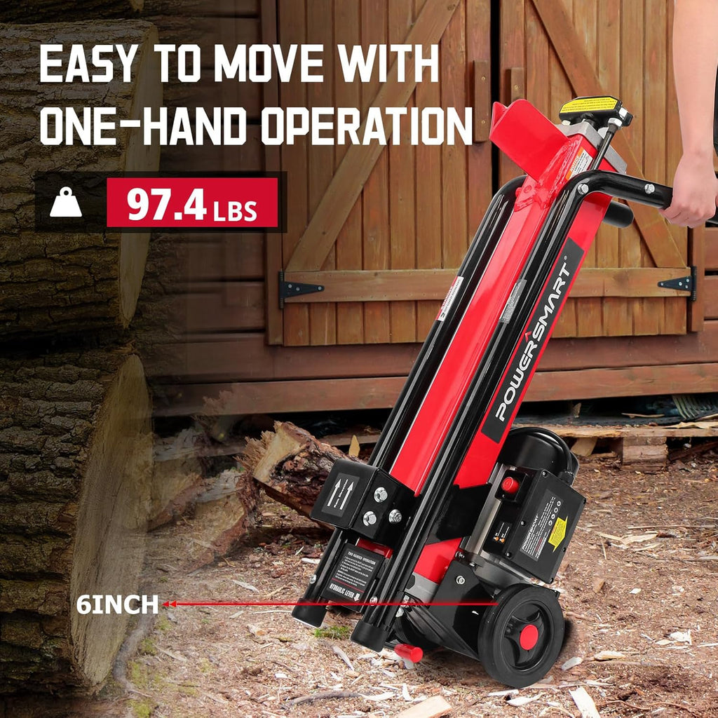 Electric Log Splitter 7-Ton - Efficient Wood Splitter with 3500 Motor Speed, 15 Amp, Horizontal Full Beam Design and Steel Wedge for Firewood & Kindling Cutting