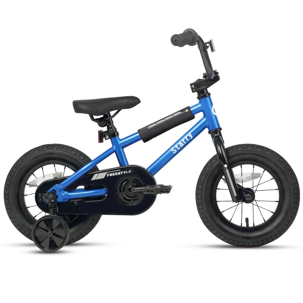 Glerc 14 Inch Little Kids Bike BMX Style Bicycle with Training Wheels Coaster Brake for 3 4 5 Years Old Boys Girls, Blue