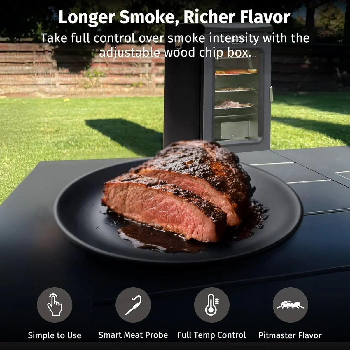 EAST OAK 30" Outdoor Electric Smoker | Built-in meat probe, smokes up to 6 times longer in a single load, side loader for uninterrupted smoking
