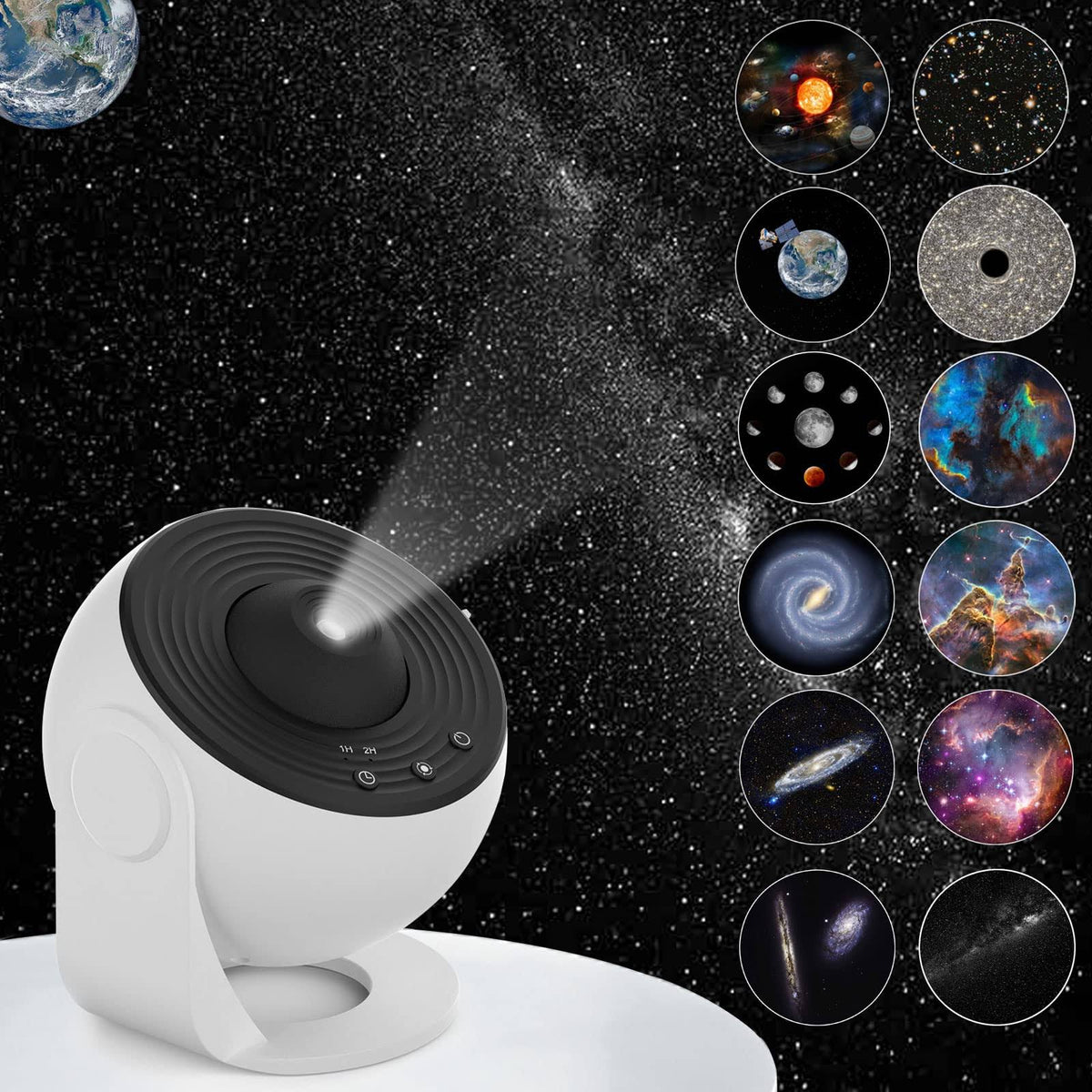 Galaxy Projector, 12 in 1 Planetarium Star Projector Realistic Starry Sky Night Light with Solar System Constellation Moon for Kids Adults Bedroom