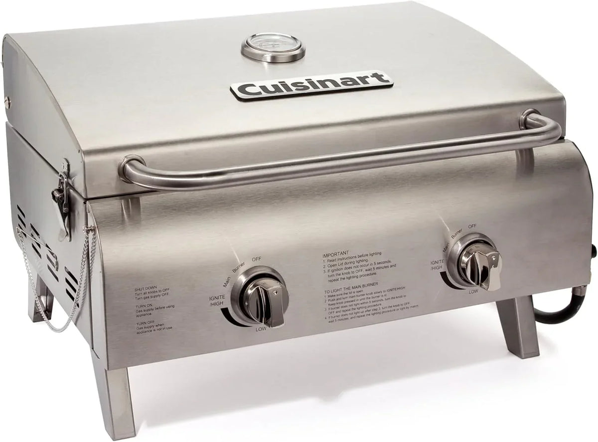 Cuisinart Chef's Style Tabletop Portable Propane Grill 20,000 BTU Stainless Steel Gas Grill