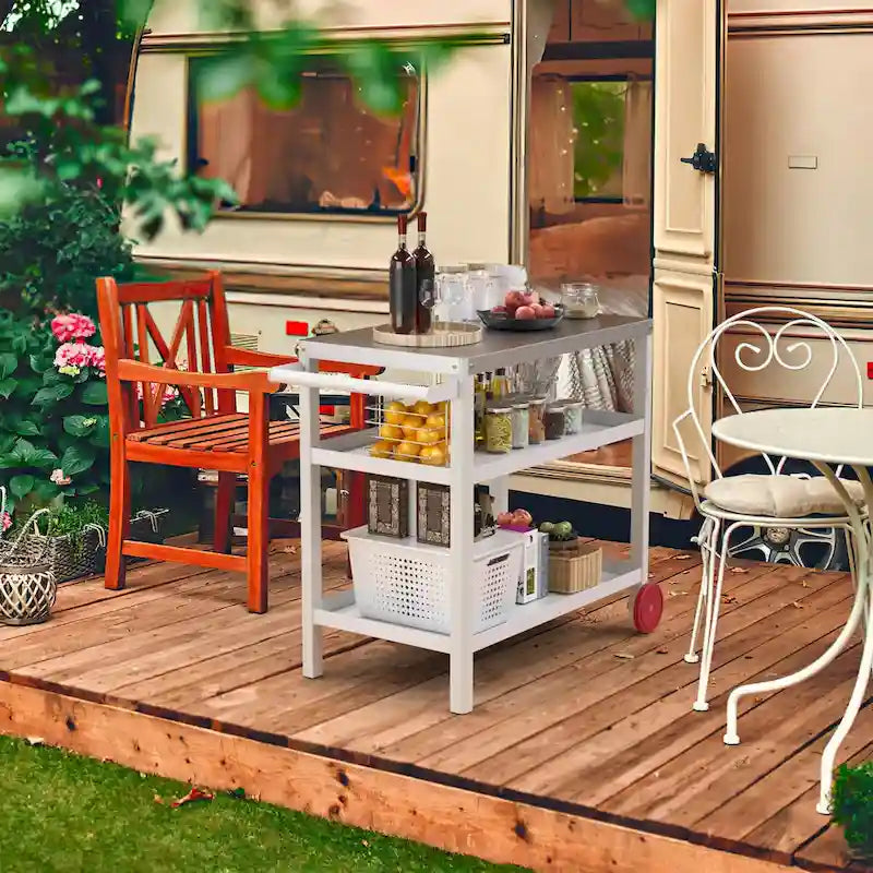 Portable Kitchen Island Grill Cart for Patios