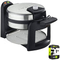Cuisinart WAF-F30 Round Flip Belgian Waffle Maker Black/Stainless Bundle with 1 Yr CPS Enhanced Protection Pack