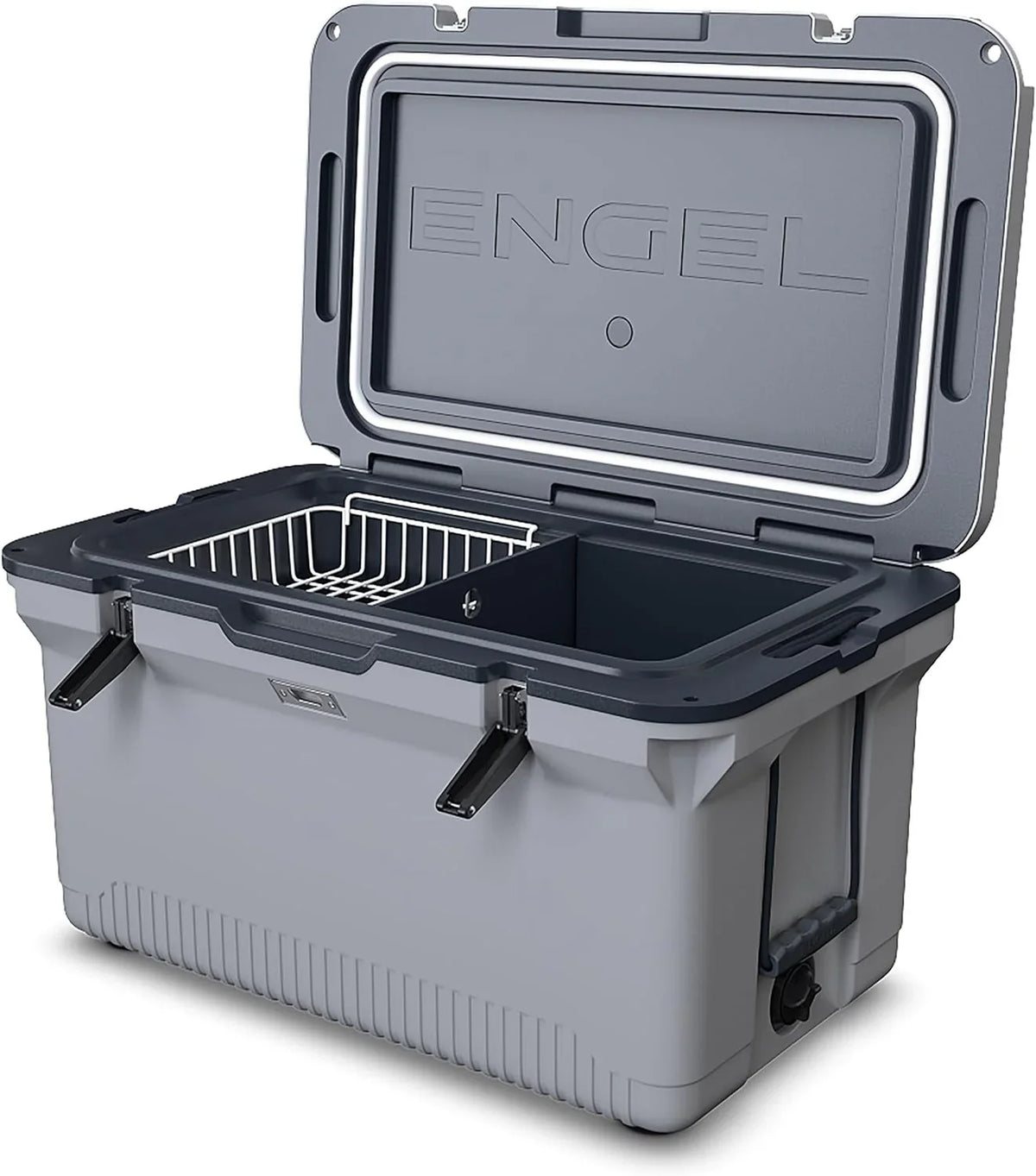 60 QT Ultra-Light Injection Molded Cooler - Ice Chest Keeps Ice up to 7 Days - Large Cooler Includes Wire Basket, Divider and Built-in Bottle Opener