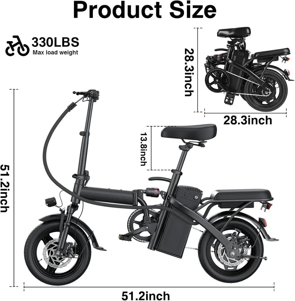 Electric Bike for Adults Teens Folding E-Bike Commuter City Foldable ebike Motor 48V 24MPH