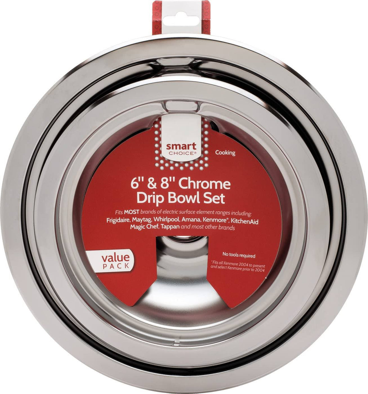 Smart Choice 6 in. and 8 in. Drip Bowl Set in Chrome - Fits Most