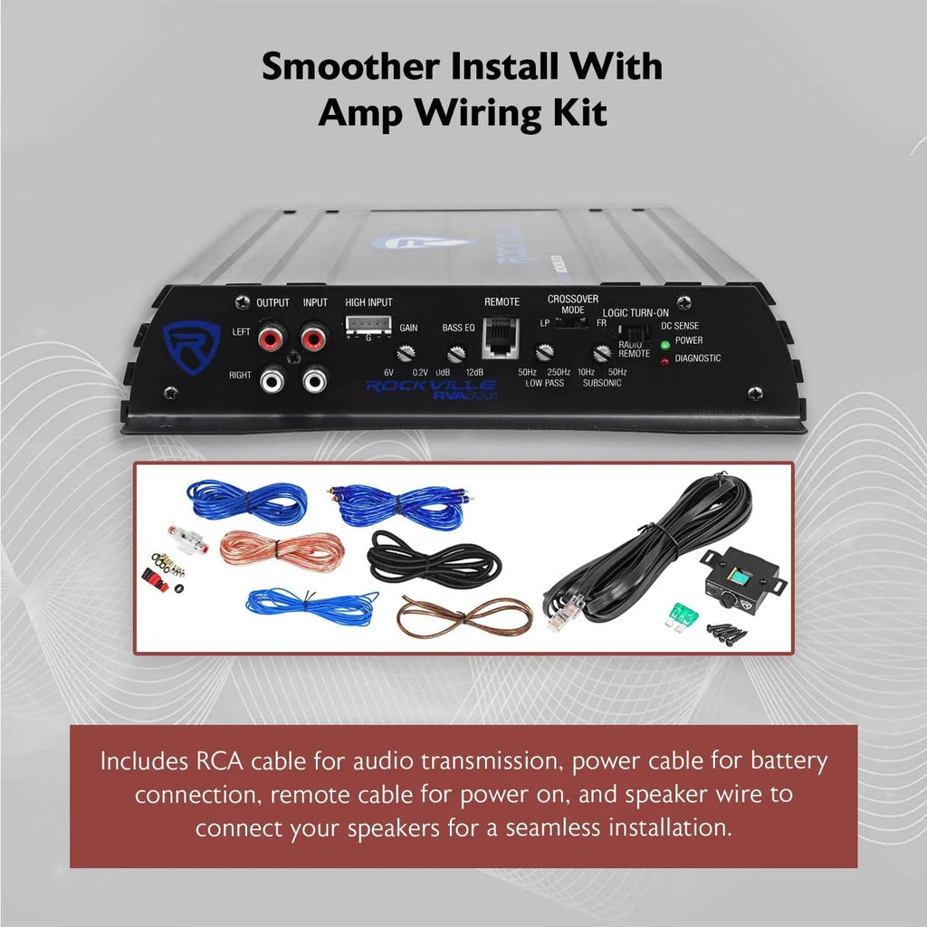 RV12.2B 1200W Dual 12" Car Subwoofer Enclosure+Mono Amplifier+Amp Kit