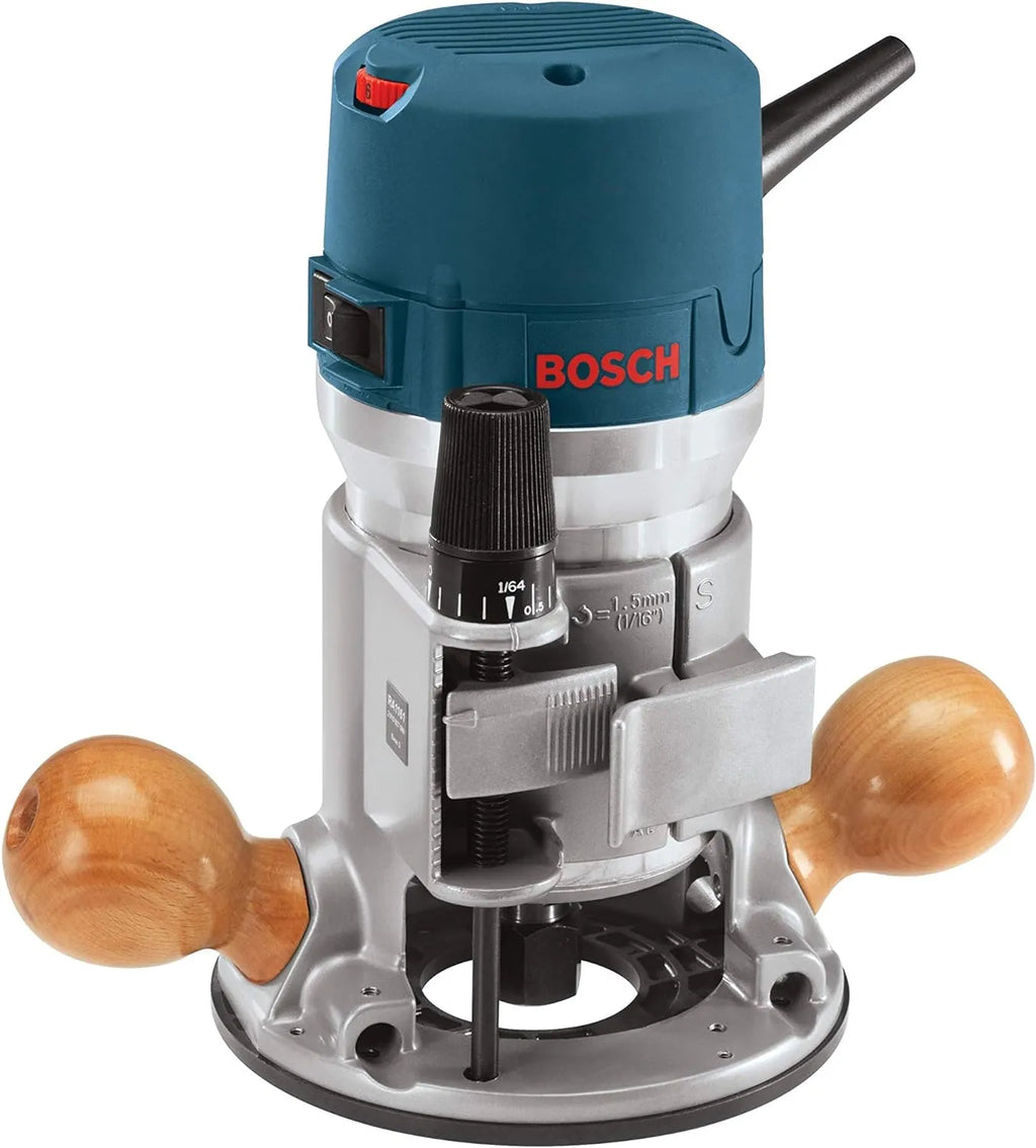 BOSCH 1617EVSPK Wood 12 Amp Router Tool Combo Kit - 2.25 Horsepower Plunge Router & Fixed Base with a Variable Speed