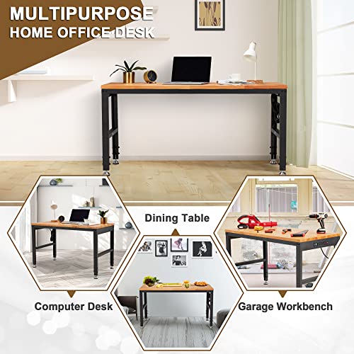 HABUTWAY Height Adjustable Workbench 48" 2000 Lbs Capacity Oak Wood Work Station